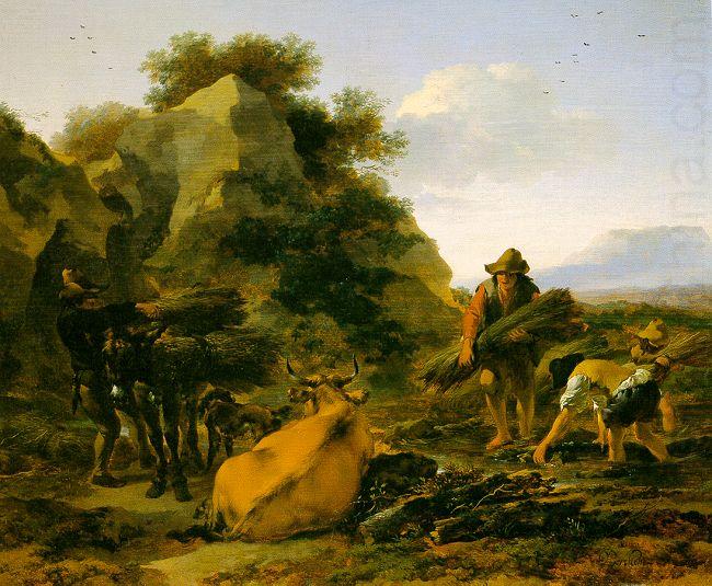 Landscape with Herdsmen Gathering Sticks, Nicholaes Berchem